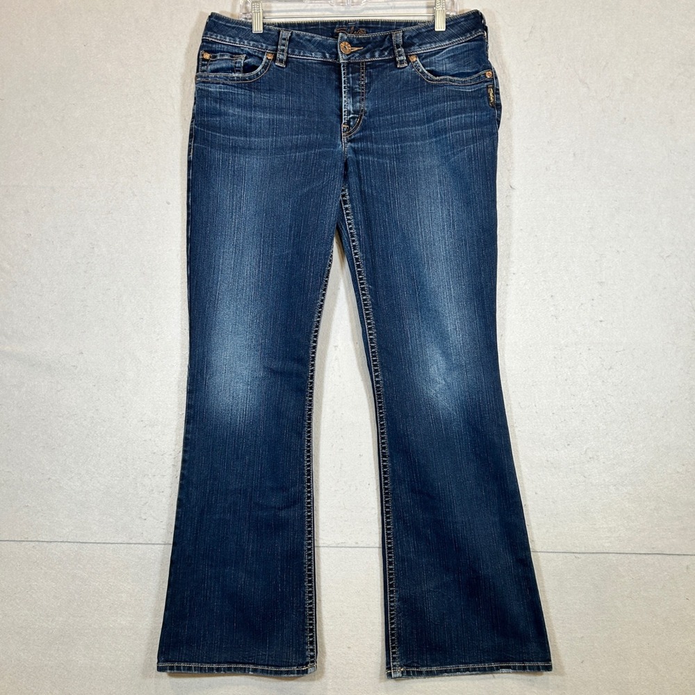 Silver Jeans Suki Womens 33x32 Mid Rise Bootcut Dark Wash